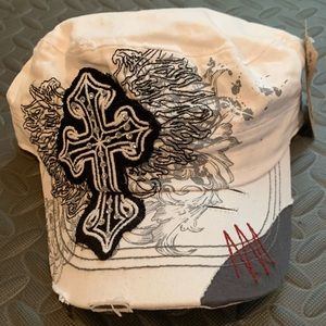 Women’s Crystal Embellished White Cross Cadet Cap